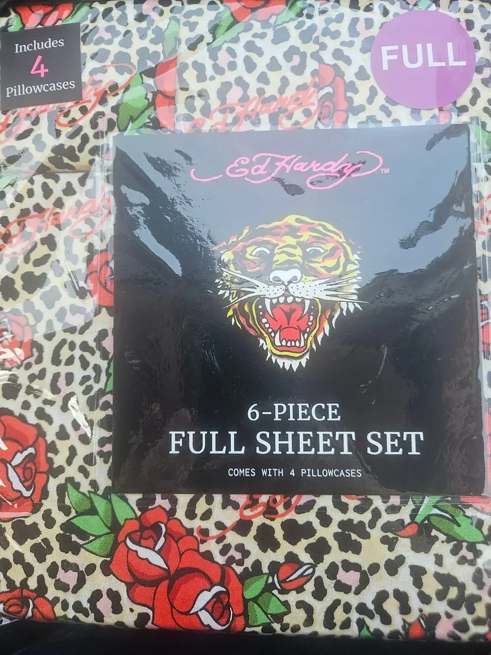 Ed Hardy 6 piece Full sheet set Leopard fits 16